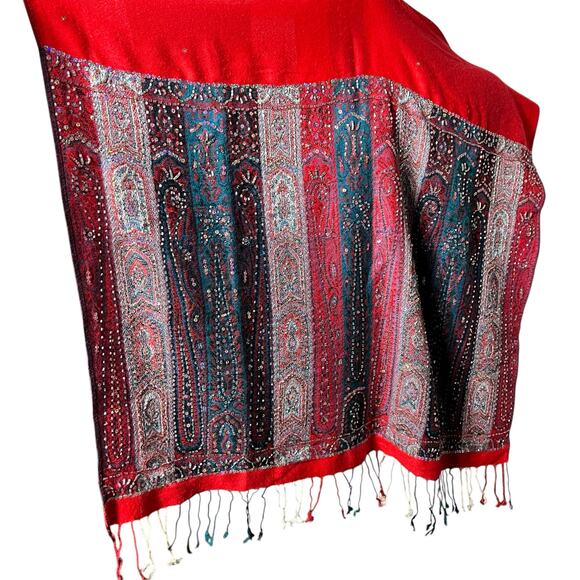 Elegant Lightweight Soft Pashmina-Style Shawl Wrap Scarf with Sequins Ultra-Soft - Picture 3 of 16